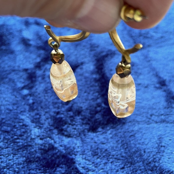 🇮🇹 Venetian Glass Drop Earrings With Gold Coloured Clasps - Picture 4 of 7